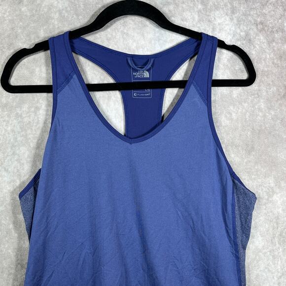 The North Face Flashdry Tank‎ Top Womens Large Blue Racerback V-Neck Athletic - Picture 2 of 9